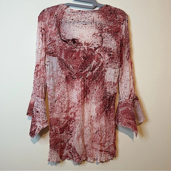 Vintage Y2K Embellished Crepe Fairycore Whimsigoth Lettuce Napkin Hem Sleeve Top - Picture 7 of 10